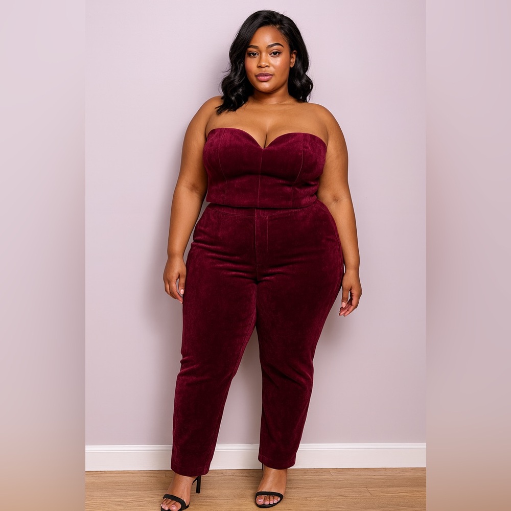 Zara Deep Red Strapless Peplum Top and pants XL